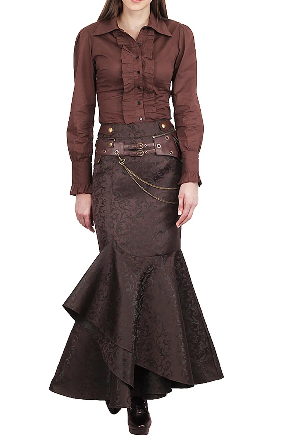 Haleema Long Ruffled Steampunk Skirt
