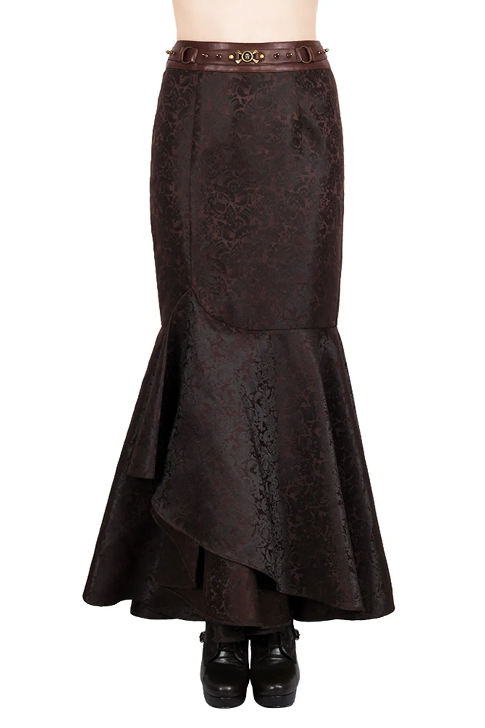 Haman Brown Steampunk Ruffle Skirt