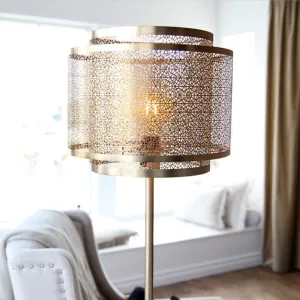 Handcrafted Artisanal Hermine Brass Floor Lamp – Timeless Moroccan-Inspired Lighting for Your Office