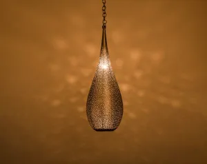 Handcrafted Moroccan Style Brass Pendant Light: Unique Handmade Hanging Lamp