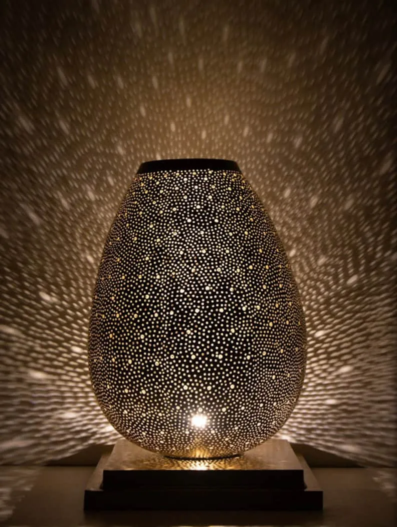 Handmade Moroccan Brass Table Lamp – Modern Small Table Lamp