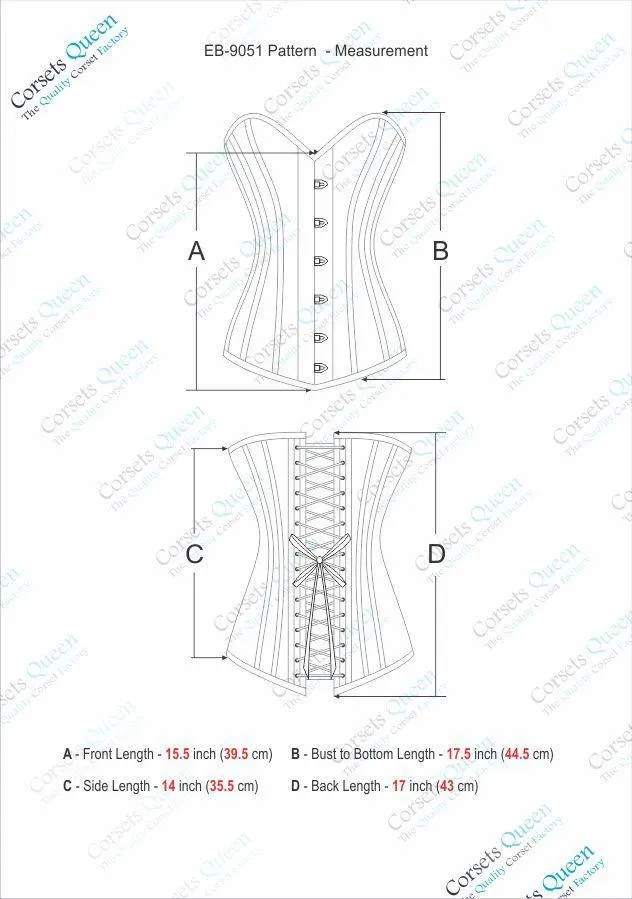 Harnock Denim Overbust Corset With Brown Faux Leather Buckle Detail