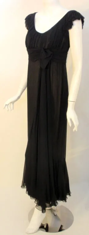 HELEN ROSE 1950s Black Long Chiffon Gown