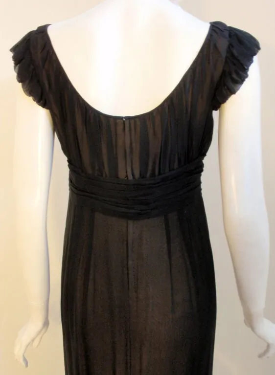 HELEN ROSE 1950s Black Long Chiffon Gown