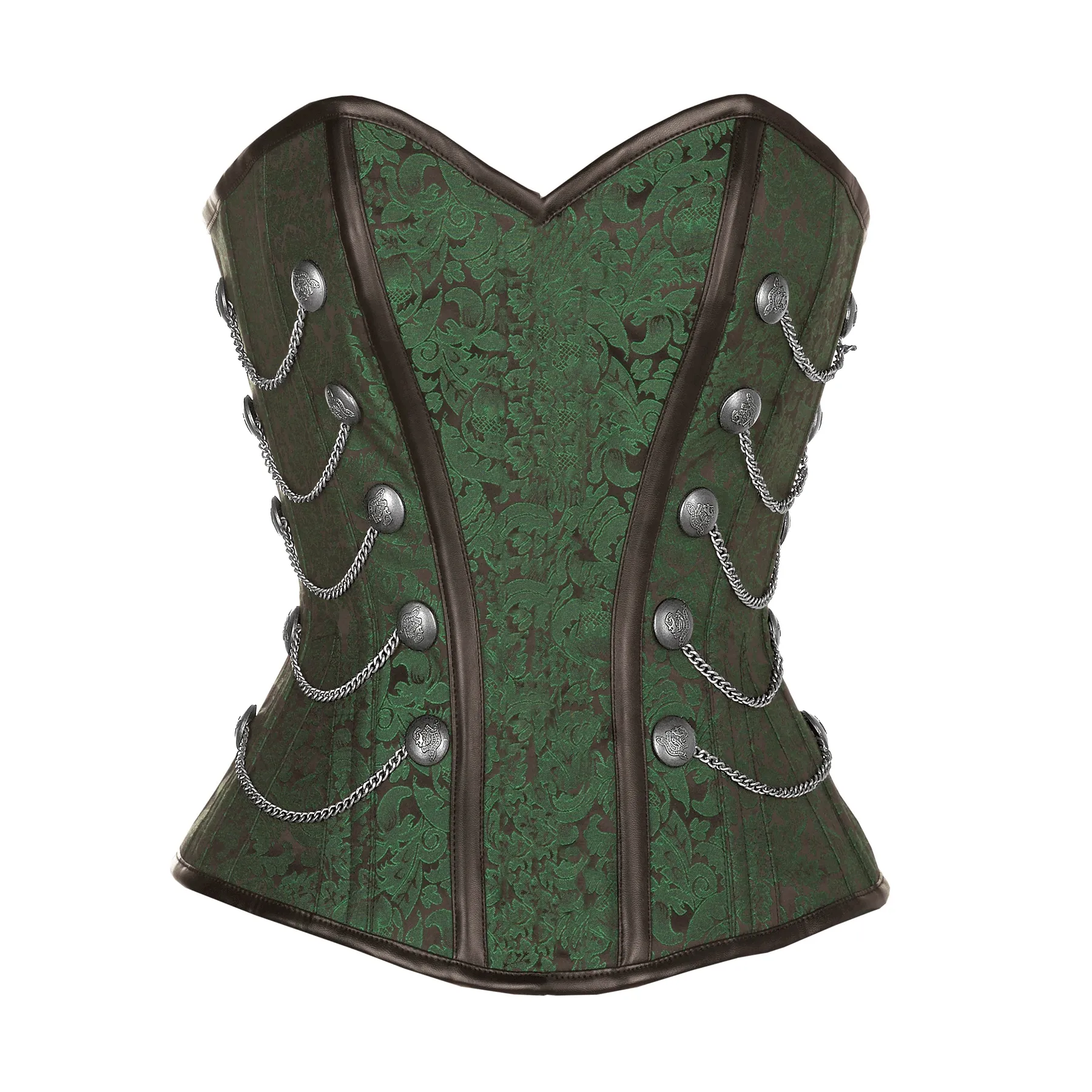 Henem Green Brocade Corset With Chain