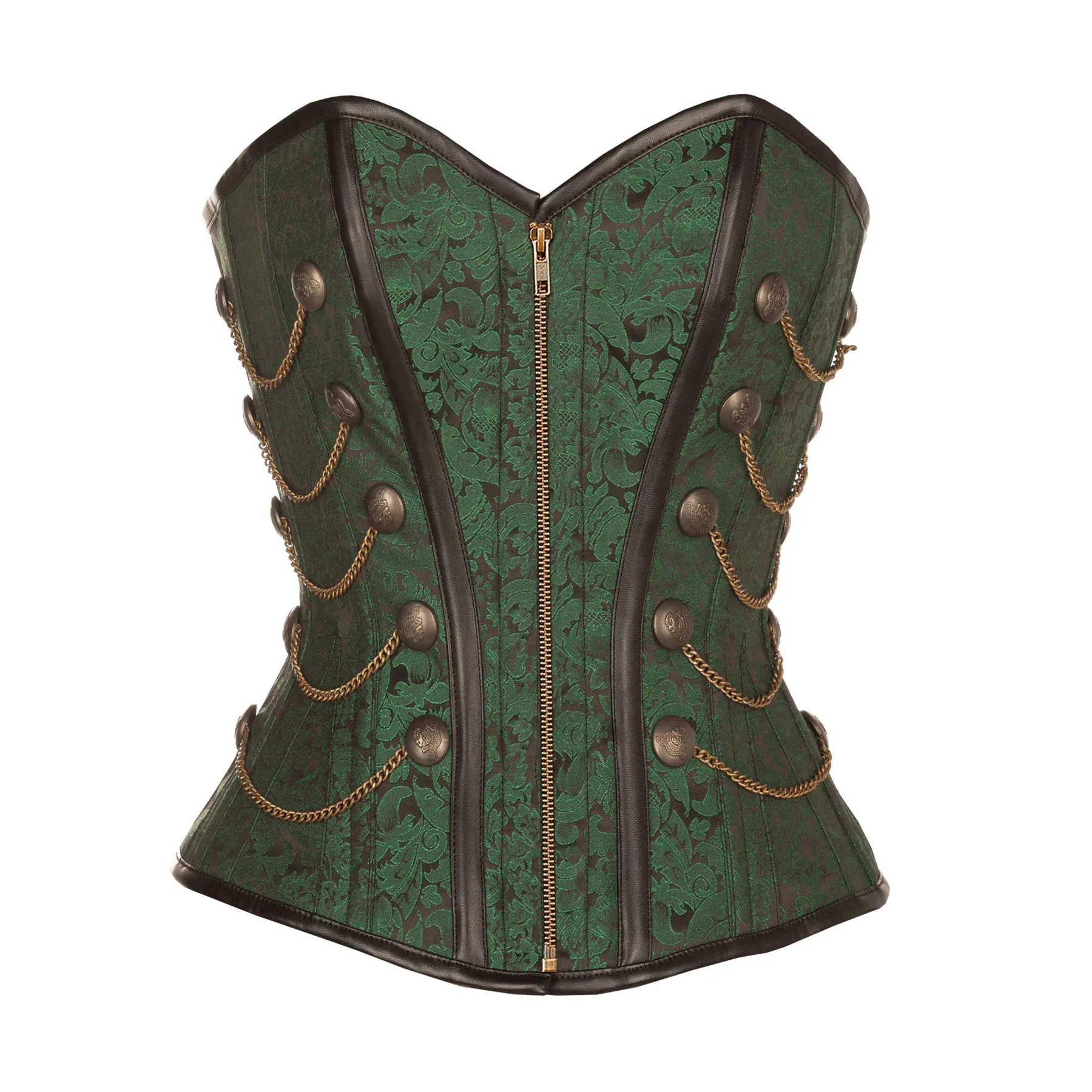 Henem Green Brocade Corset With Chain