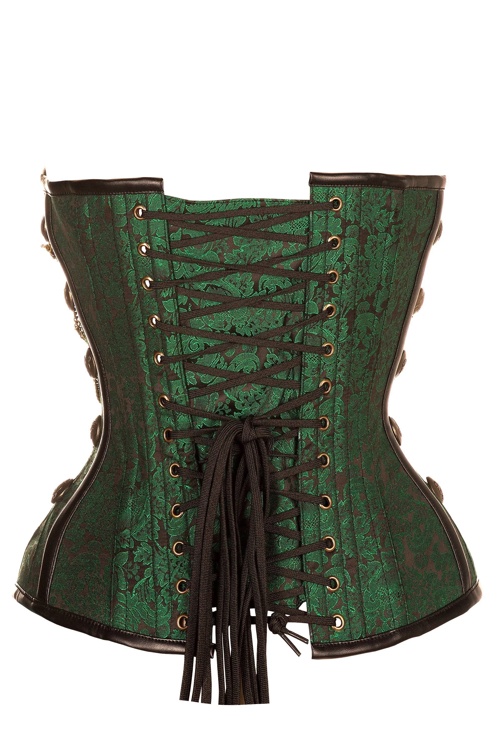 Henem Green Brocade Corset With Chain
