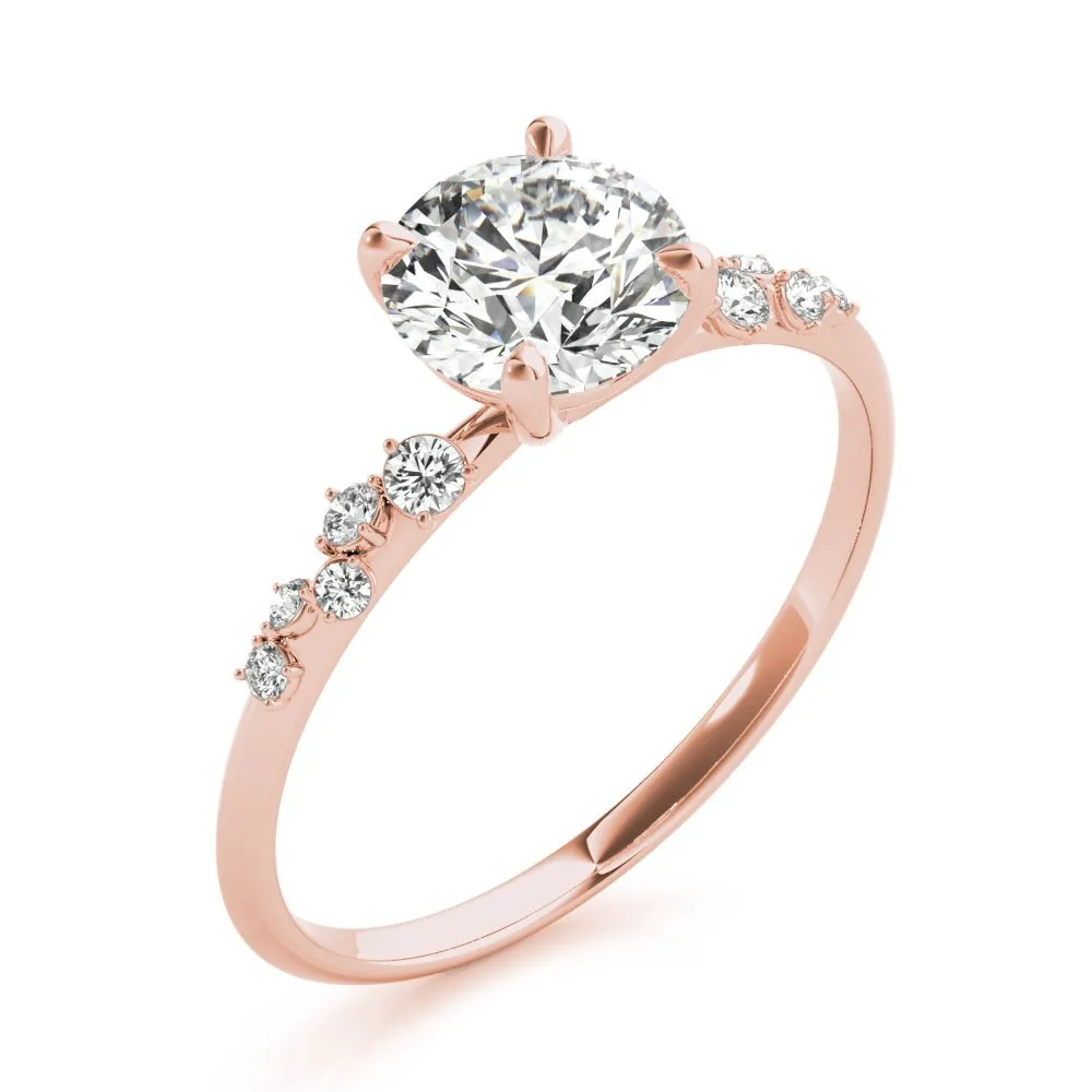 Jasmine Round Scattered Diamonds Engagement Ring