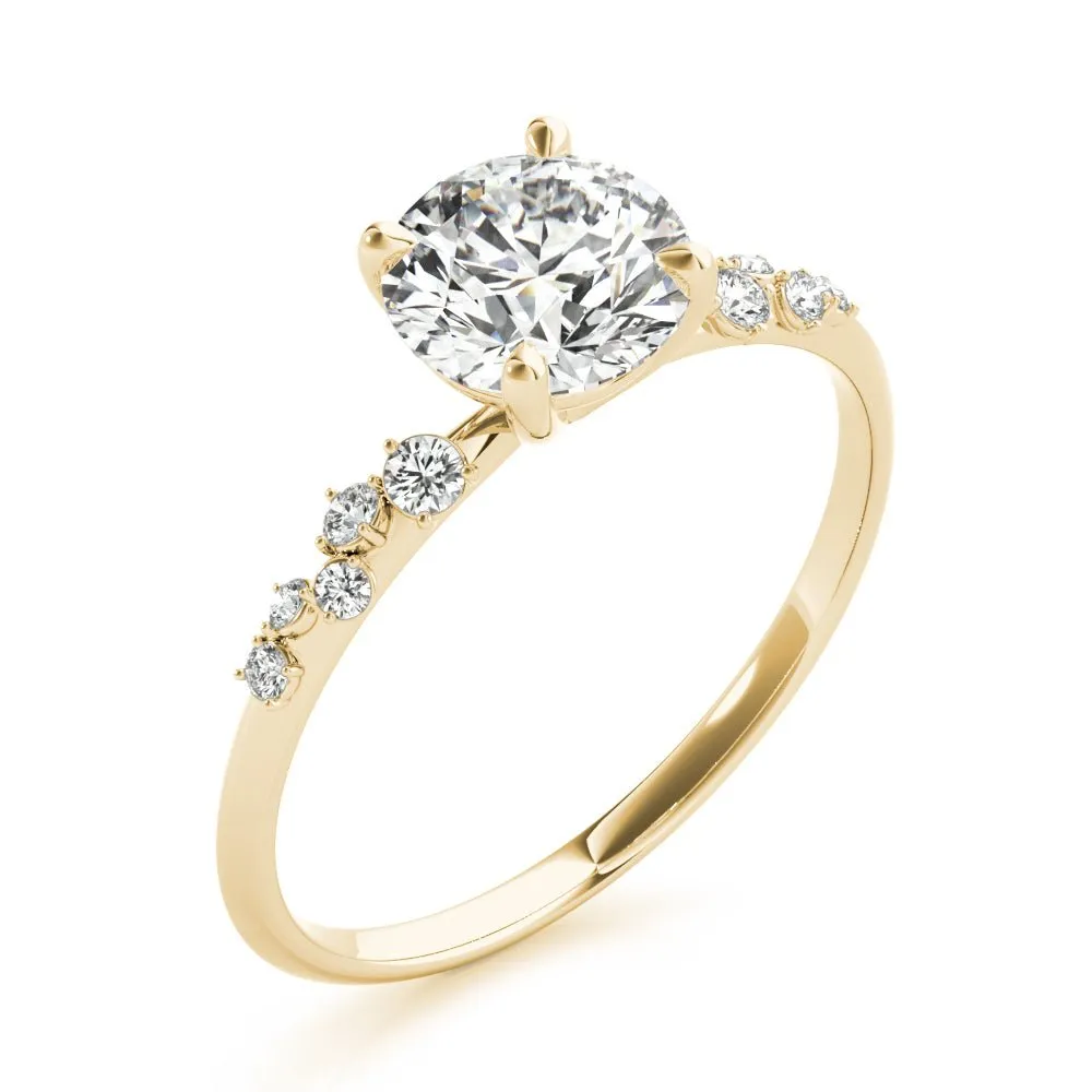 Jasmine Round Scattered Diamonds Engagement Ring