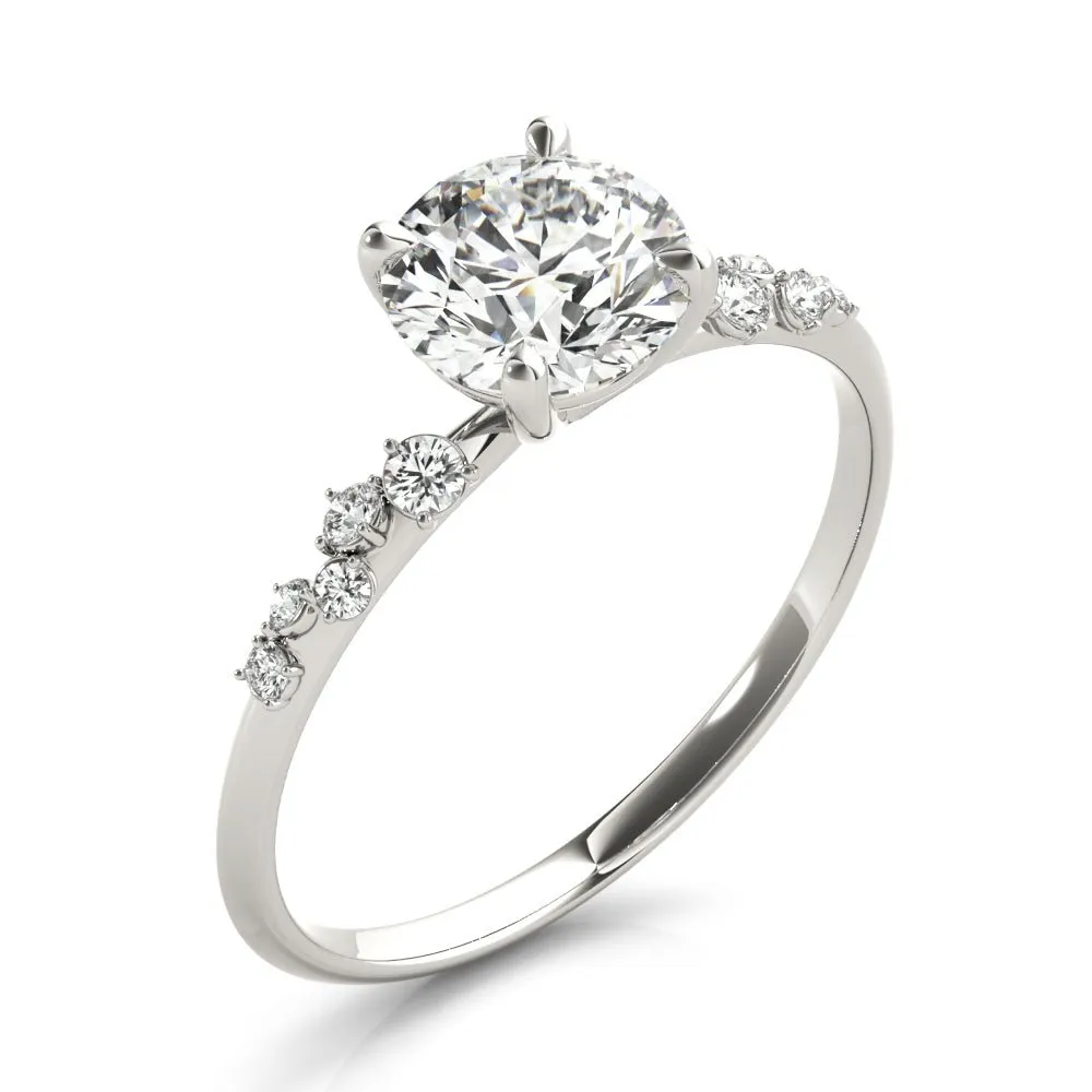 Jasmine Round Scattered Diamonds Engagement Ring