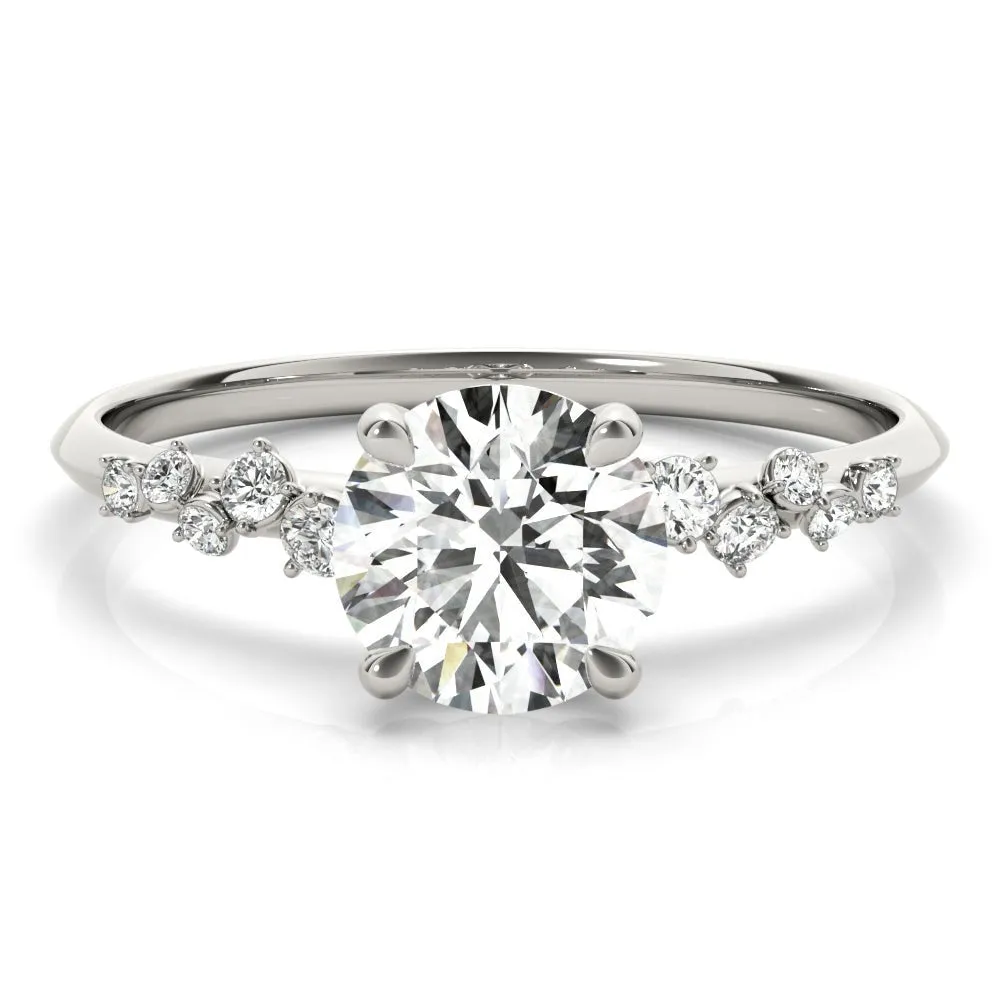Jasmine Round Scattered Diamonds Engagement Ring