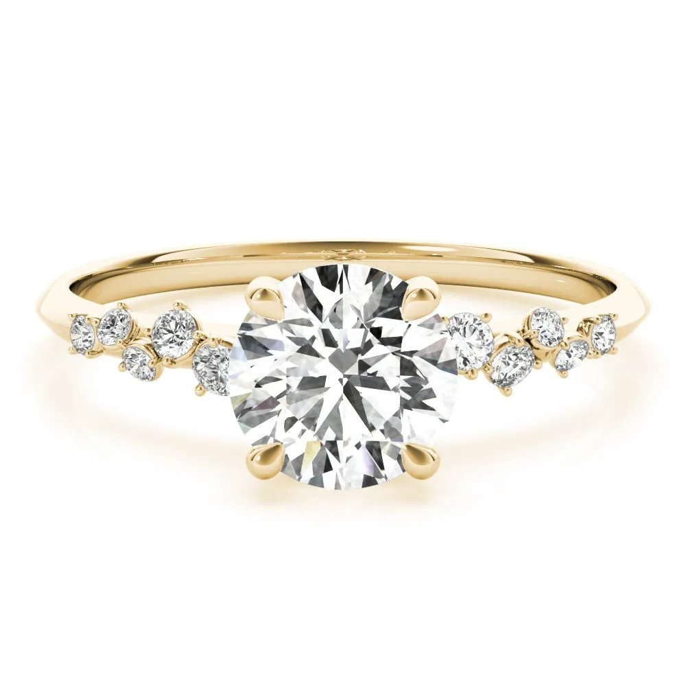 Jasmine Round Scattered Diamonds Engagement Ring