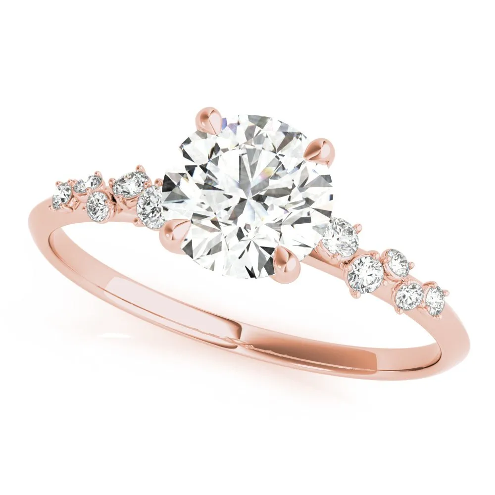 Jasmine Round Scattered Diamonds Engagement Ring