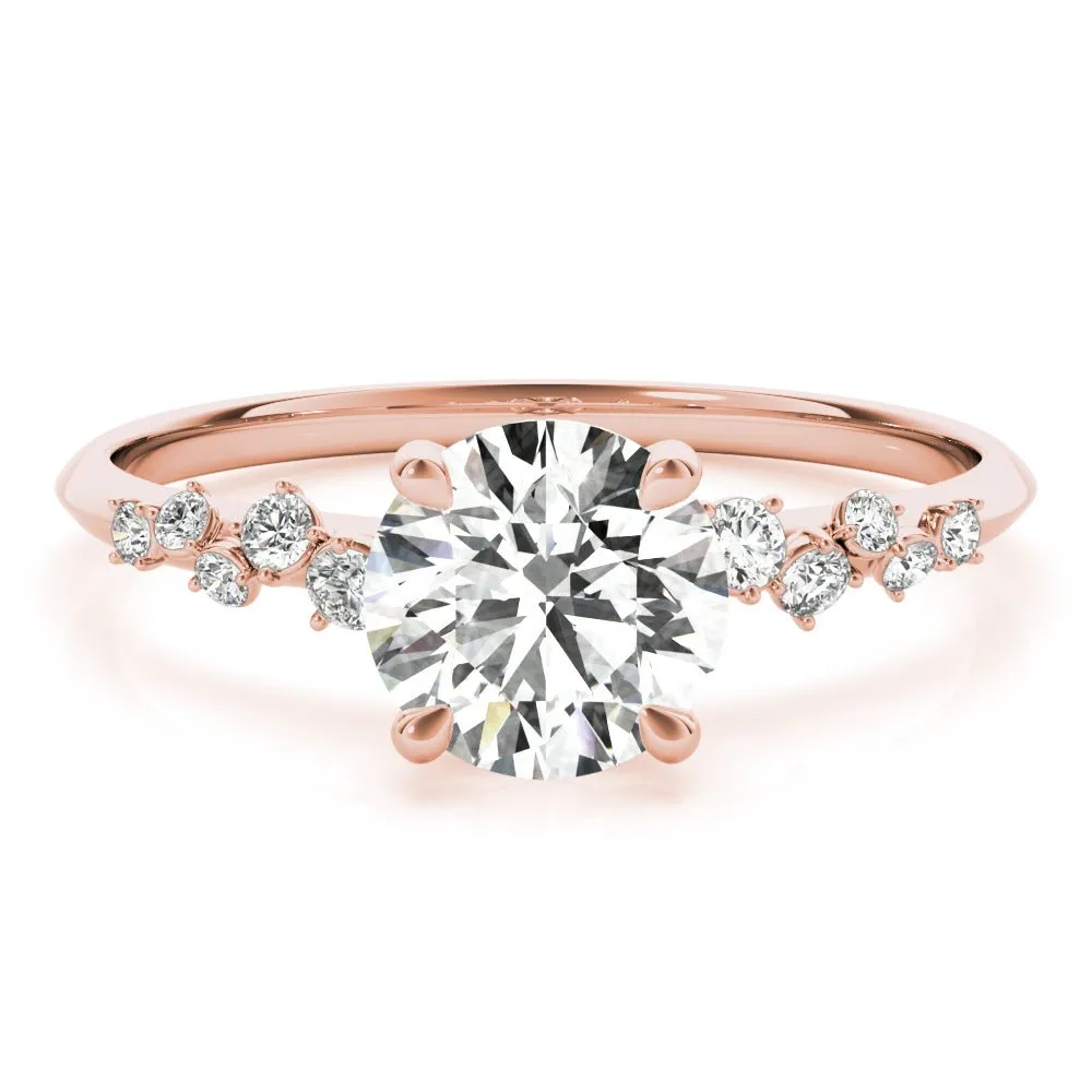 Jasmine Round Scattered Diamonds Engagement Ring