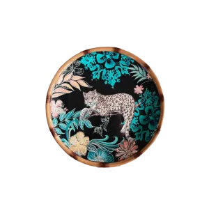 Jungle Leopard Floral Ceramic Plate