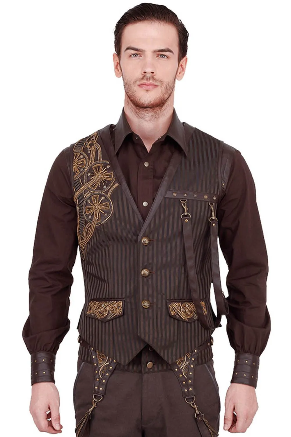 Keifer Custom Made Steampunk Embroidered Men's Waist Coat