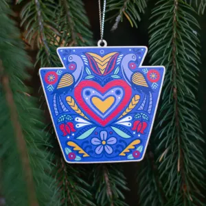 Keystone state Christmas ornament, Pennsylvania Dutch holiday ornament, wooden Pennsylvania christmas ornament
