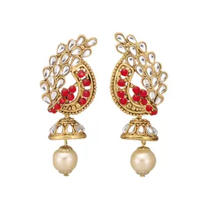 Kundan Inspired Red Stone Studded Earring