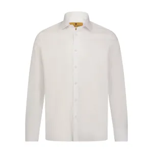 Leo Jacquard White on White Tonal Geometrical Design Long Sleeve Shirt