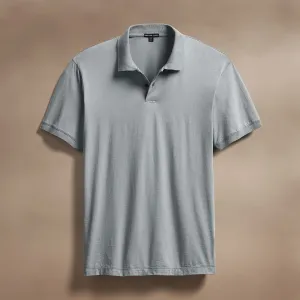 Luxe Lotus Jersey Polo - Grey Sky