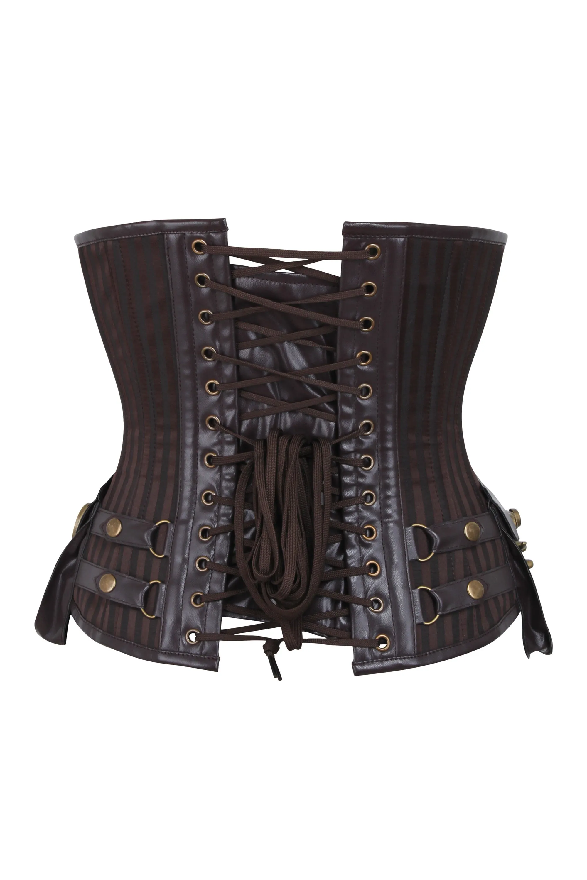 Malard Coffee Brown Striped Pirate Underbust Corset