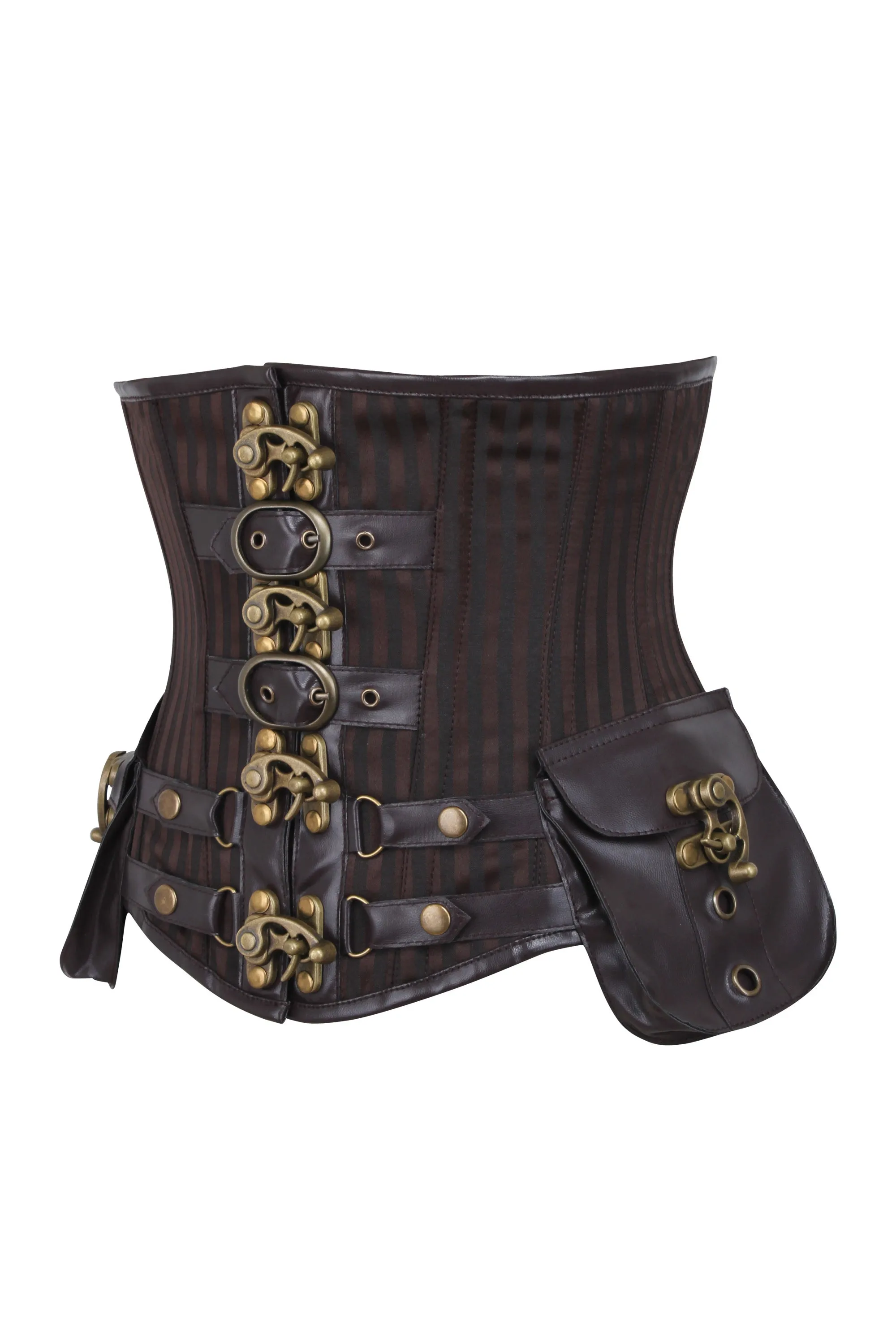 Malard Coffee Brown Striped Pirate Underbust Corset