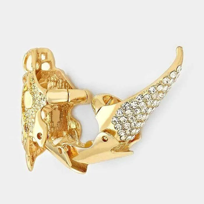 Medieval Versatile Clear Crystal Accented Stretch Ring / Pendant