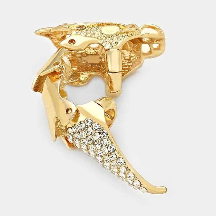 Medieval Versatile Clear Crystal Accented Stretch Ring / Pendant