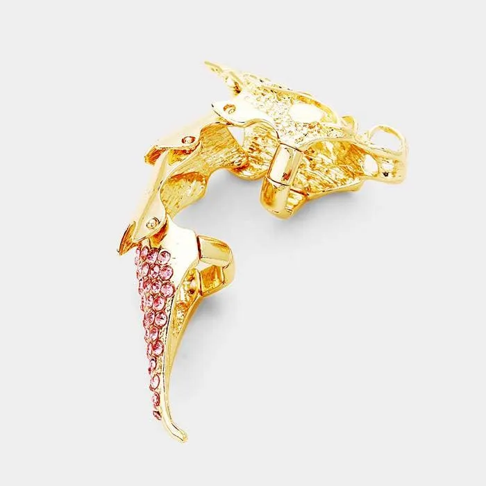 Medieval Versatile Pink Crystal Accented Stretch Ring / Pendant