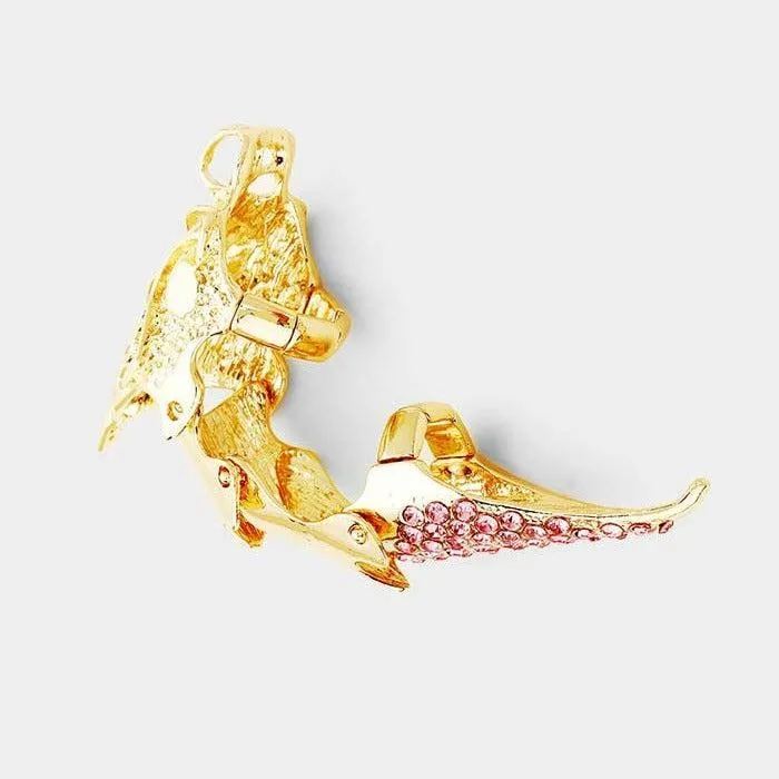 Medieval Versatile Pink Crystal Accented Stretch Ring / Pendant