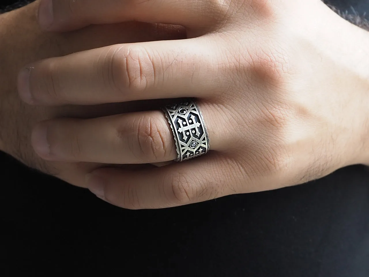 Men's Black Diamond Patterned Band
