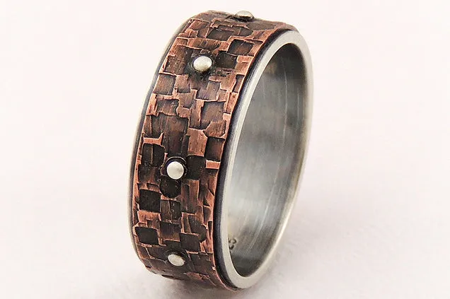 Men's copper silver wedding band ring