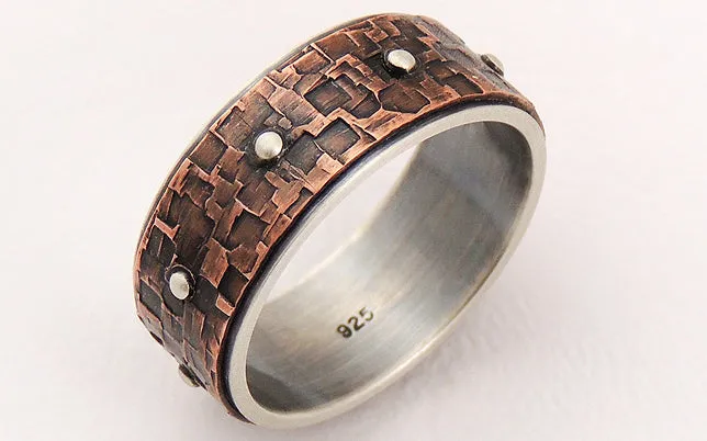 Men's copper silver wedding band ring