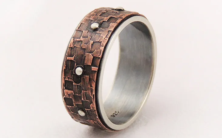 Men's copper silver wedding band ring