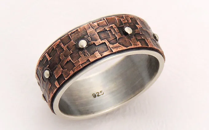 Men's copper silver wedding band ring