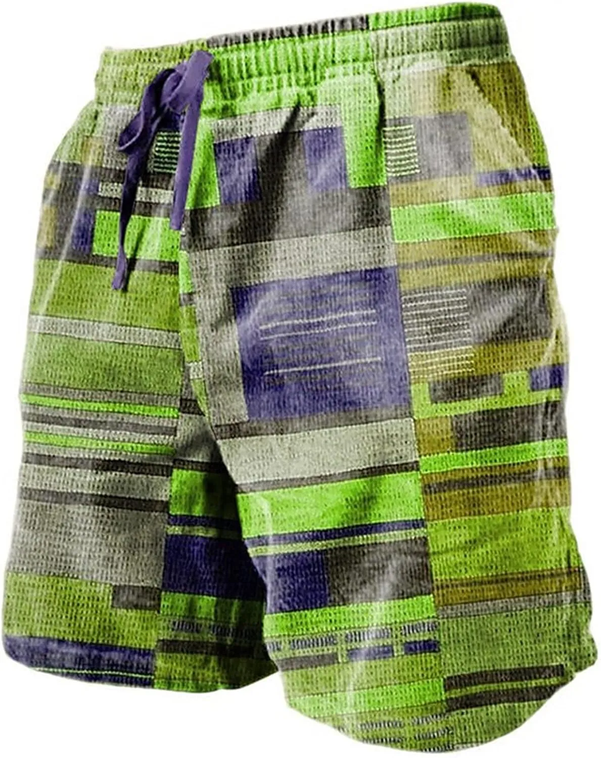 Men's Linen Plaid Ethnic Pattern Jogger Shorts