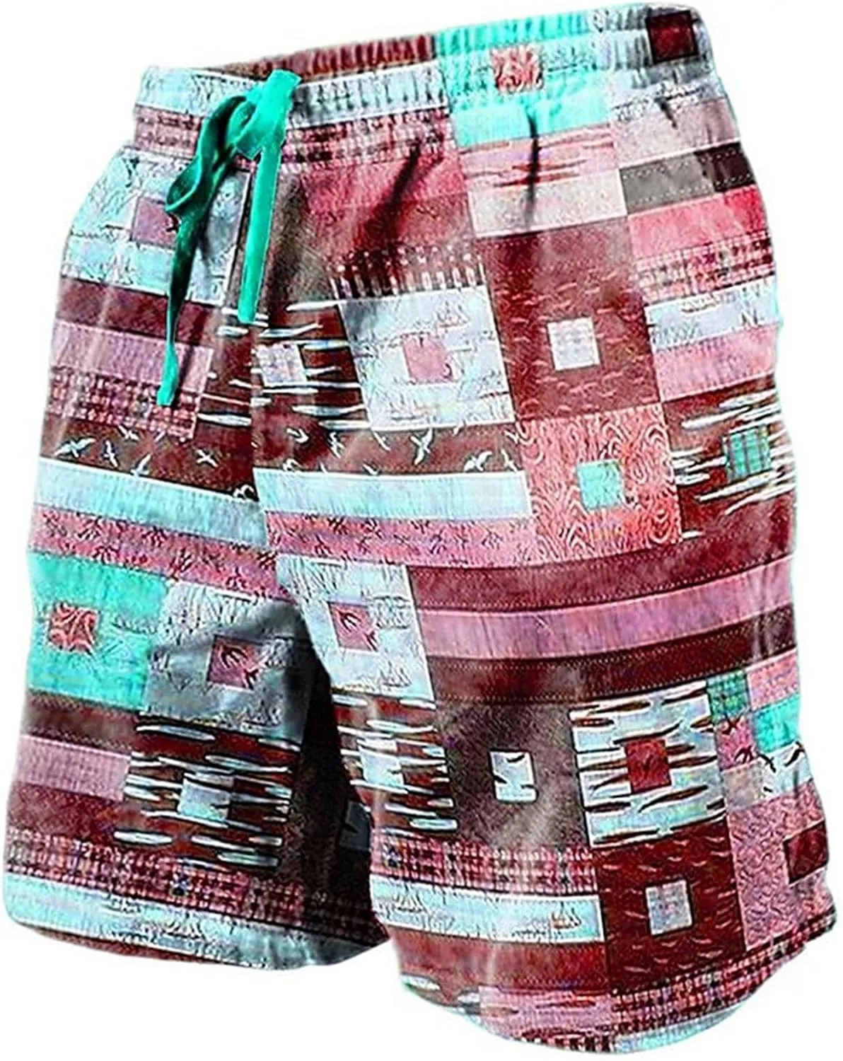 Men's Linen Plaid Ethnic Pattern Jogger Shorts