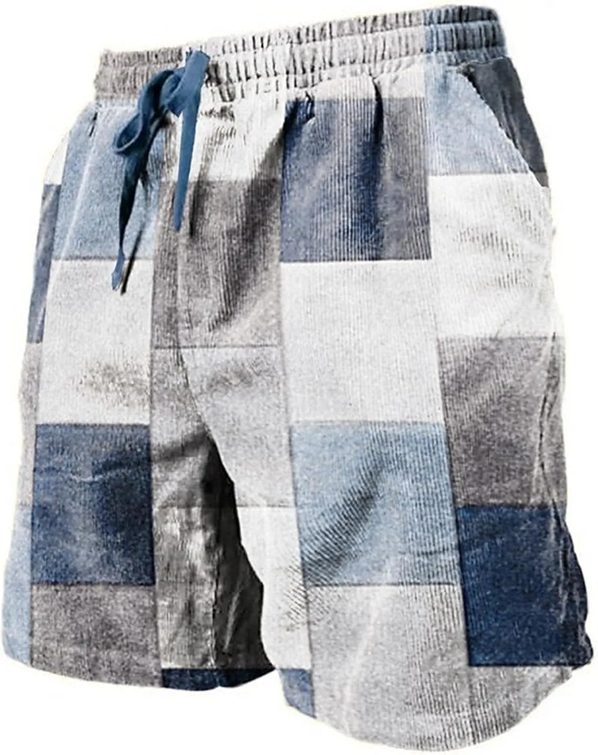 Men's Linen Plaid Ethnic Pattern Jogger Shorts