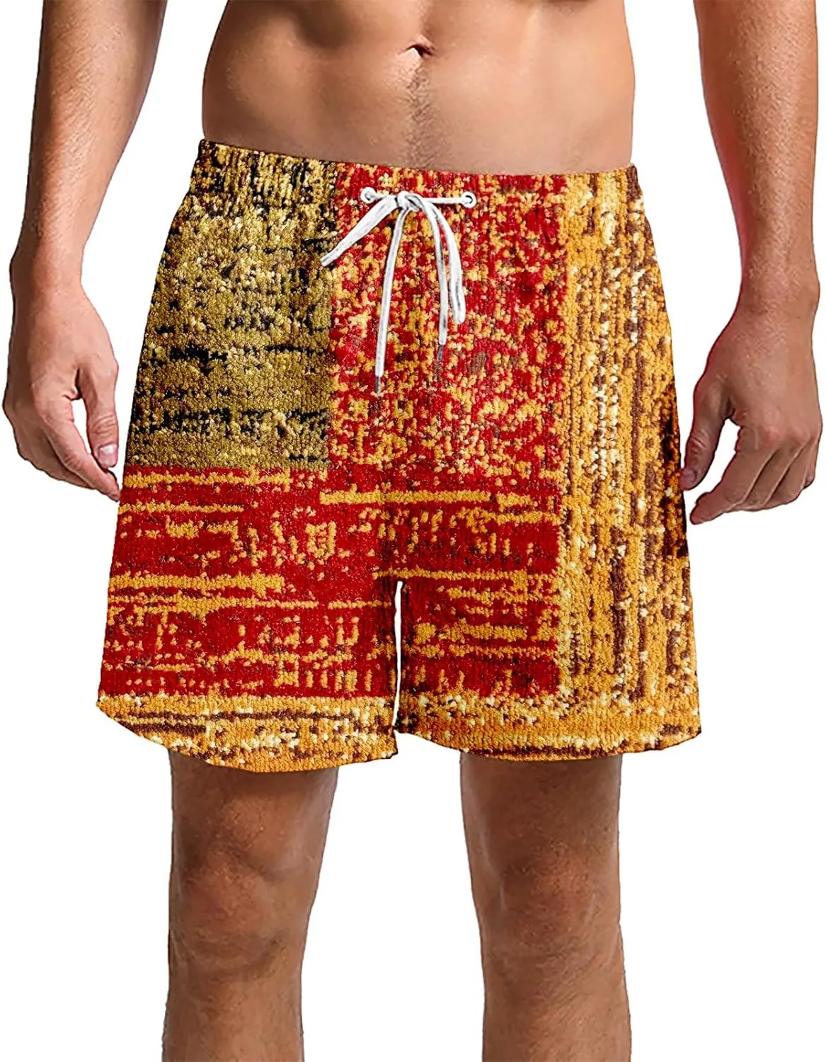 Men's Linen Plaid Ethnic Pattern Jogger Shorts