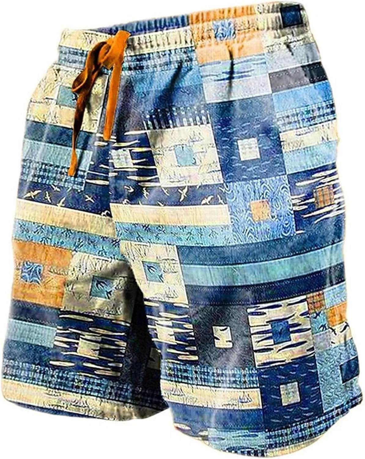 Men's Linen Plaid Ethnic Pattern Jogger Shorts