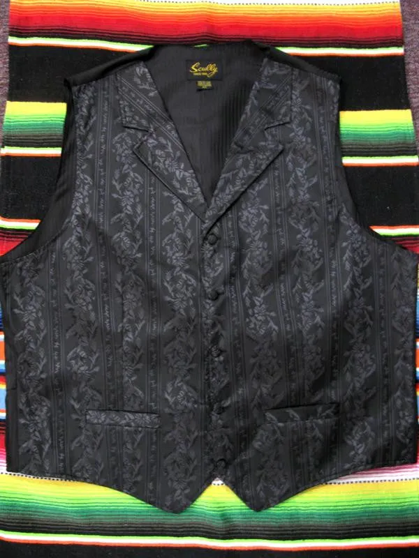 Men's Western Vest Collection: Rangewear Floral Stripe Notched Lapels