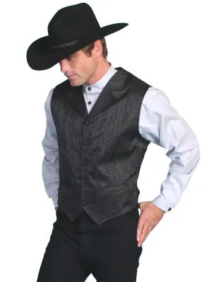 Men's Western Vest Collection: Rangewear Floral Stripe Notched Lapels