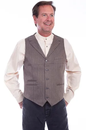 Men's Western Vest Collection: Rangewear Pinstripe Point Bottom Heather Brown