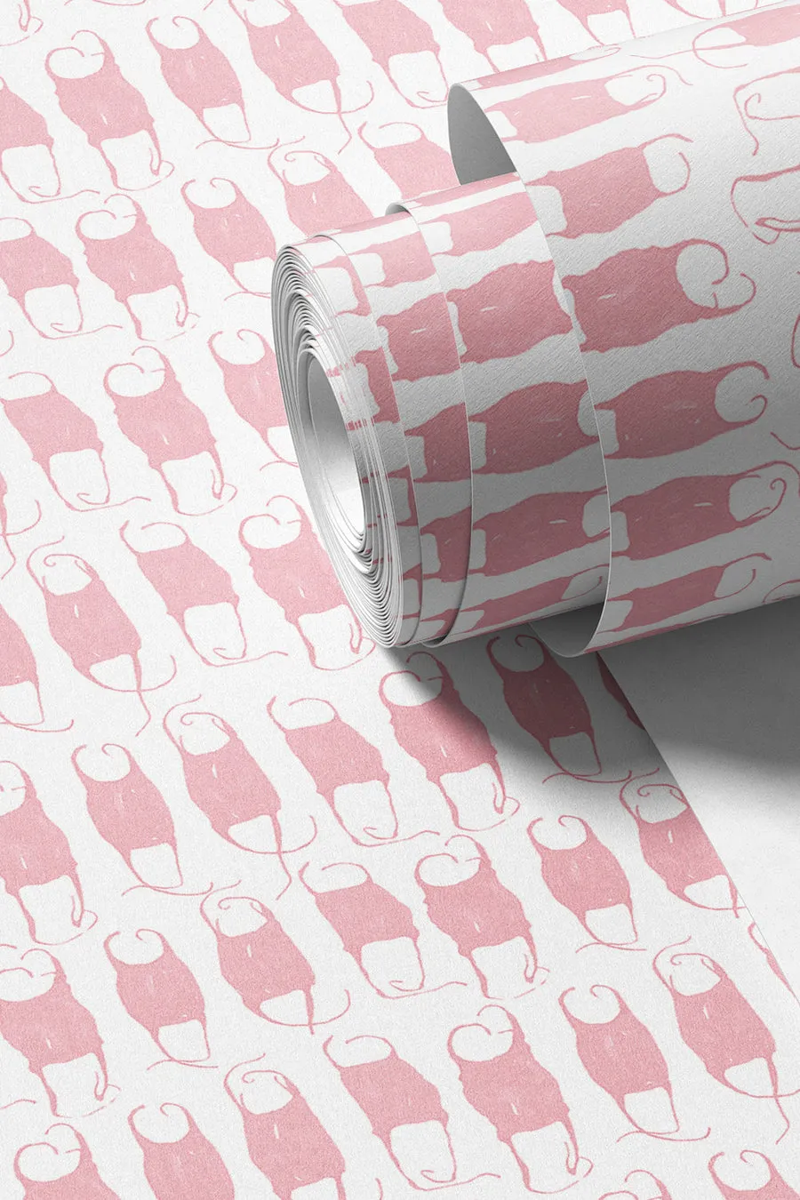 Mermaid's Purse Coastal Wallpaper Sample - Pink and White, 12"x12"