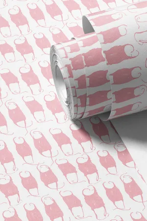 Mermaid's Purse Coastal Wallpaper Sample - Pink and White, 12"x12"