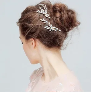 Opaline Gold Hair Comb Opal Crystal Navettes Bridal Wedding