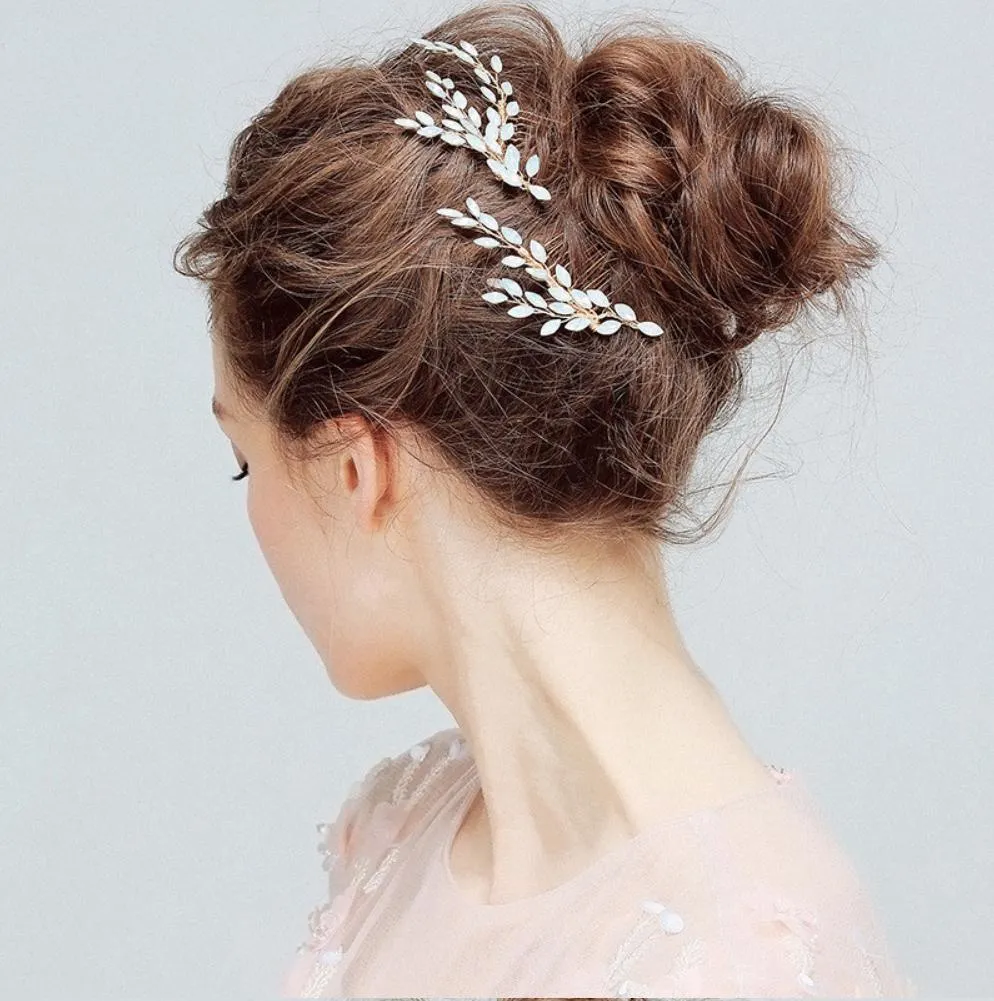 Opaline Gold Hair Comb Opal Crystal Navettes Bridal Wedding