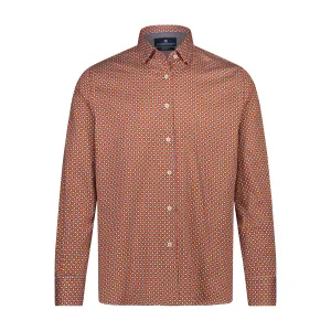 Orange Blue Gold Print Long Sleeve Shirt