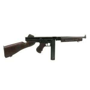 Original U.S. WWII Thompson M1A1 Display Submachine Gun with Aluminum Receiver, Live Barrel & Magazine