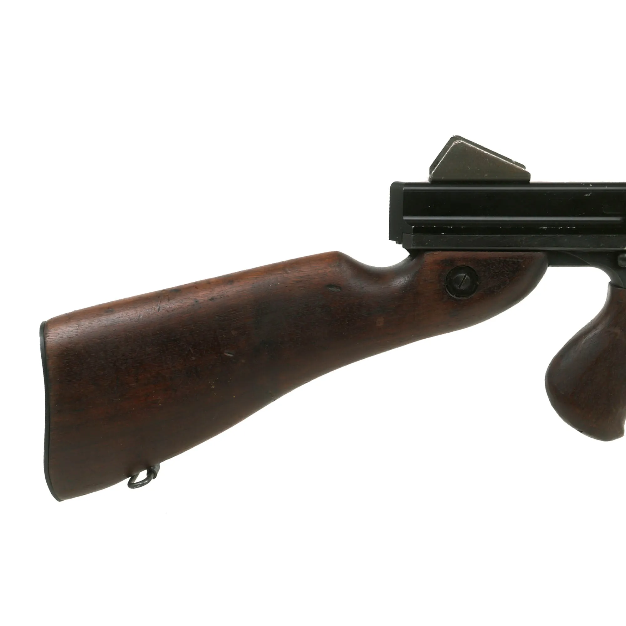 Original U.S. WWII Thompson M1A1 Display Submachine Gun with Aluminum Receiver, Live Barrel & Magazine
